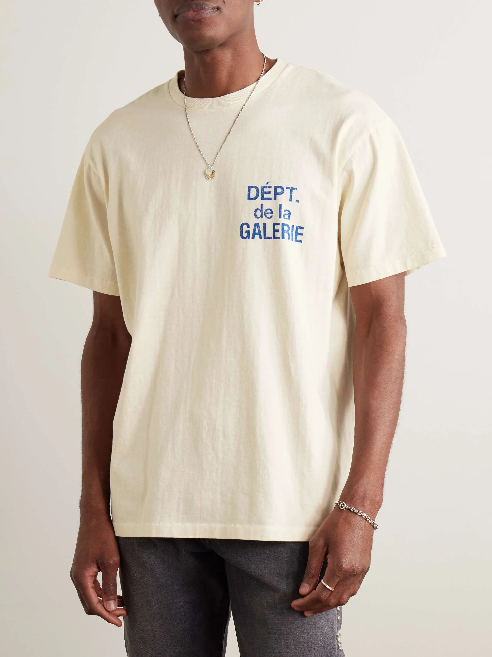 GALLERY DEPT. FRENCH TEE/CREAM/BLUE Cream French Blue LOGO Short Sleeve Cream S-XL Ready-to-wear Asso special piece dyeing Heavy washing water printing and distressing treatment Proper tube-woven fabric without side seams Unusual open-width version Original development Complete accessories/matching Details in place